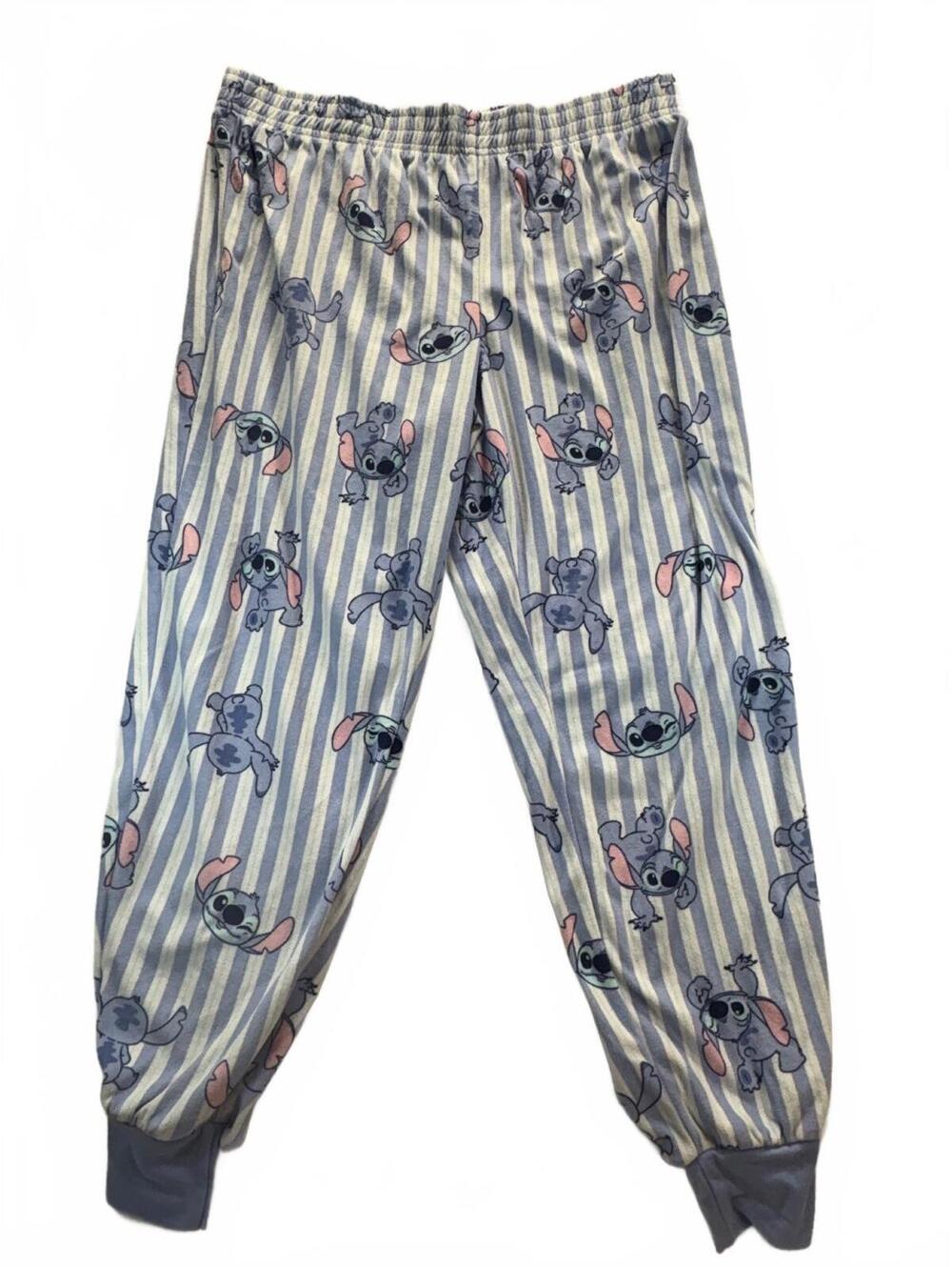 Disney Stitch Women’s Plush Sleep Pants Pajama Bottoms Blue Striped XL 14-16